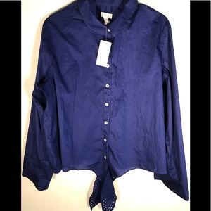 Chico’s New Waist Tie Button Front Top 3/XL